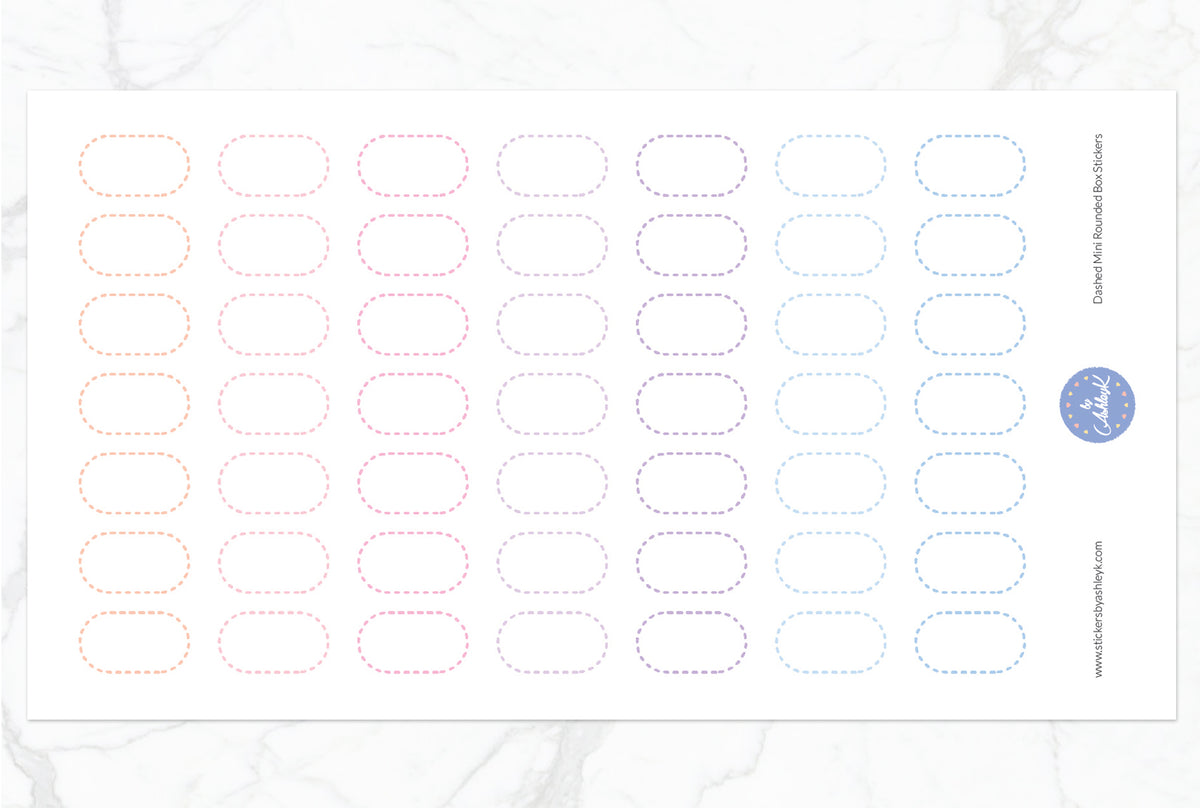 Dashed Mini Rounded Box Planner Stickers – Stickers by AshleyK