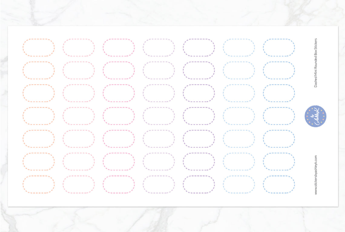 Dashed Mini Rounded Box Stickers - Pastel Sunset