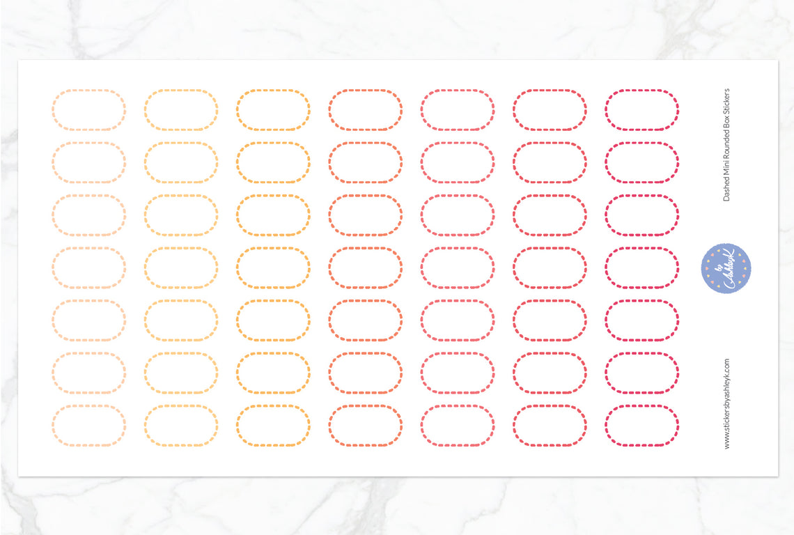 Dashed Mini Rounded Box Stickers - Peach