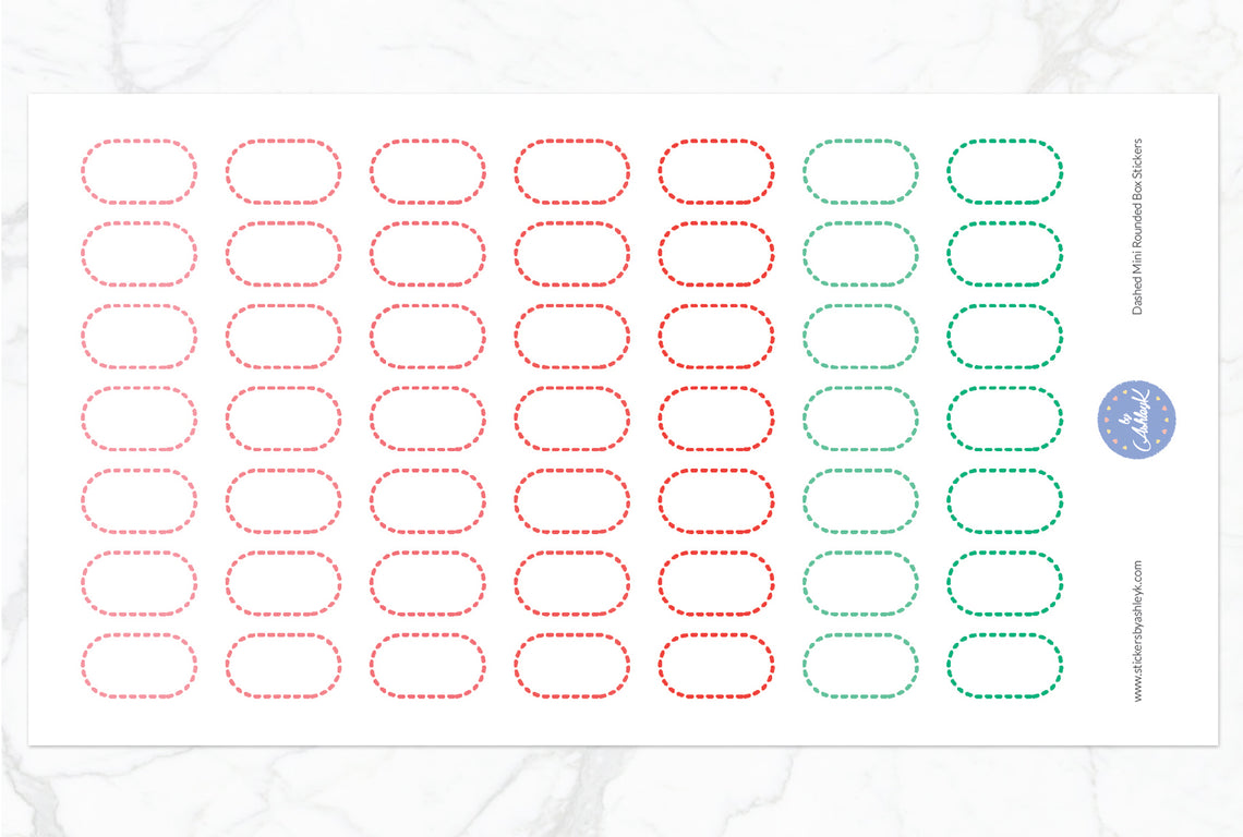 Dashed Mini Rounded Box Stickers - Watermelon