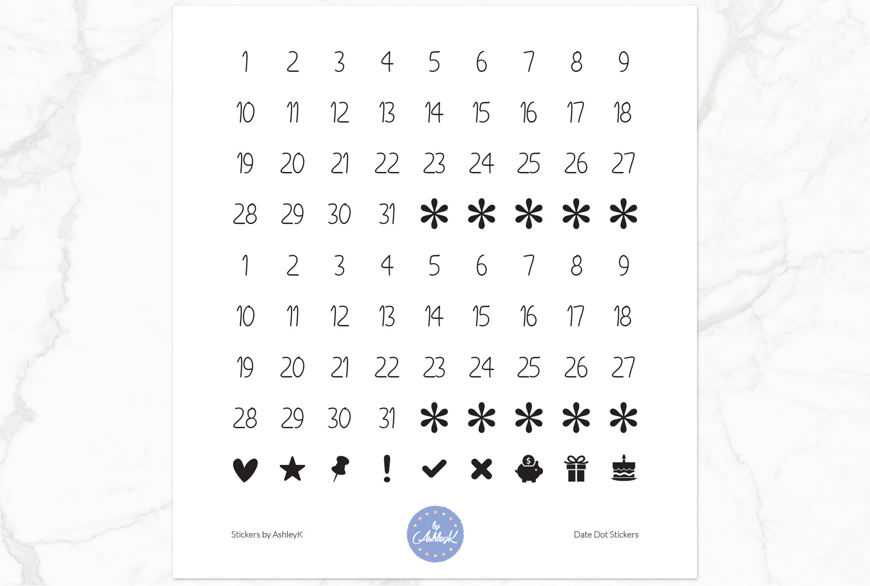 Date Dot Stickers - White