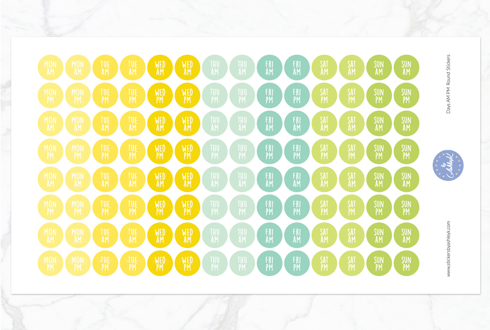 Days Am Pm Round Stickers - Lemon&Lime