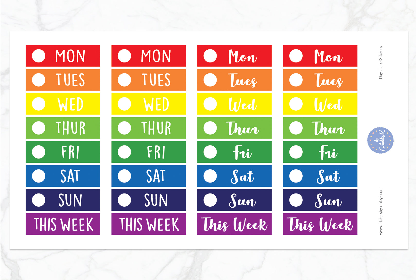 Days Header Stickers - Rainbow