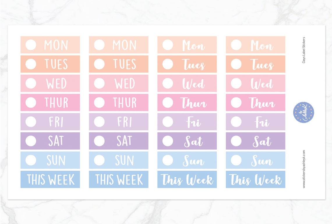 Days Header Stickers - Pastel Sunset