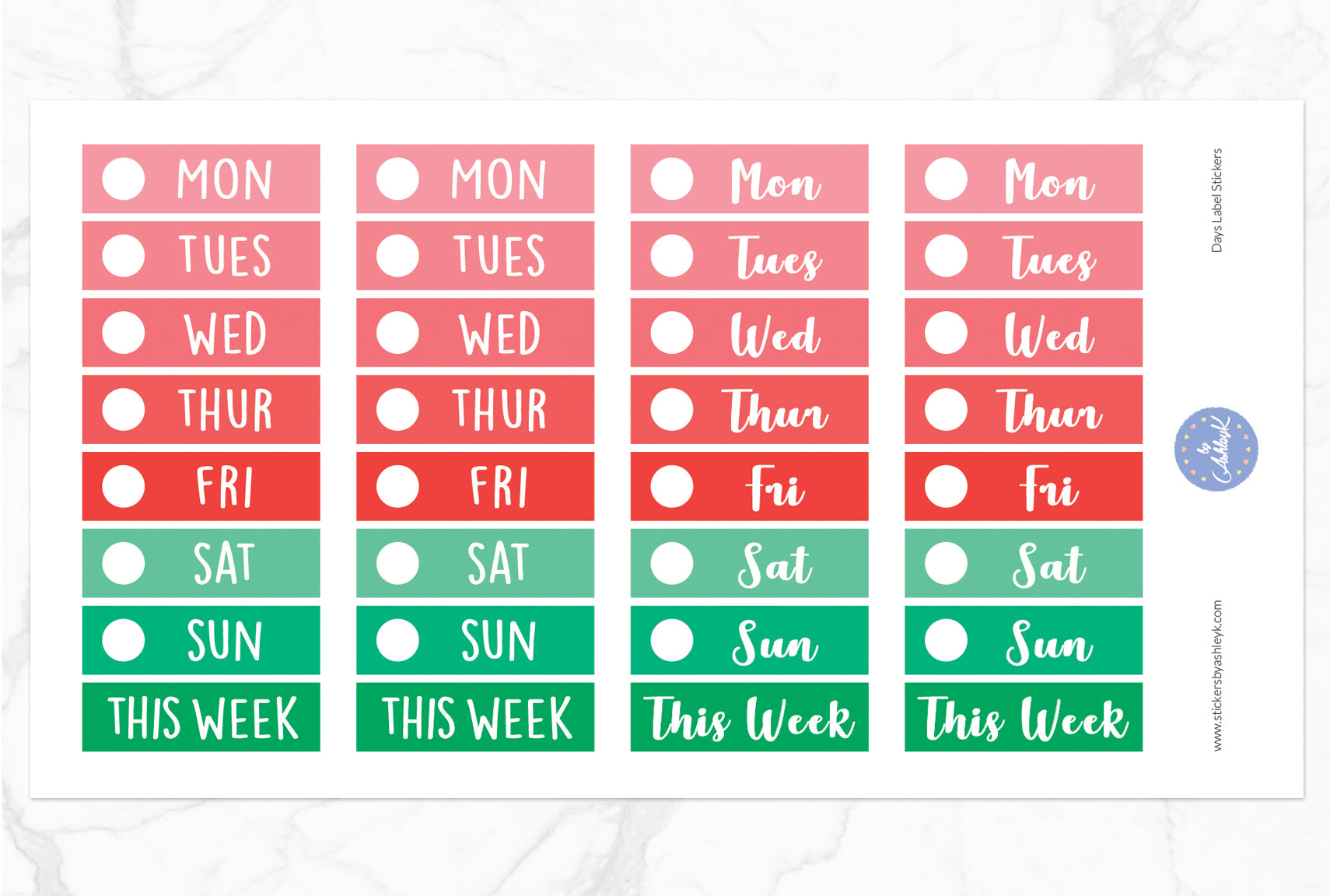 Days Header Stickers - Watermelon