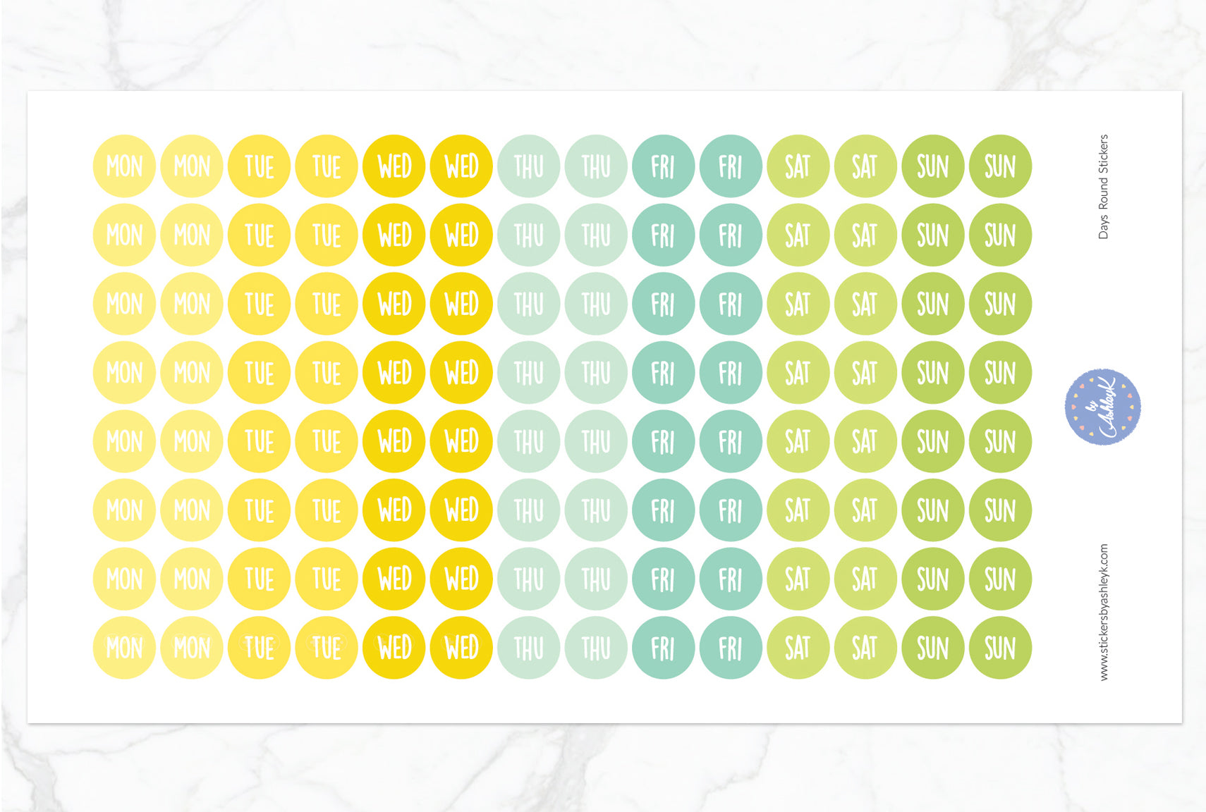 Days Round Stickers - Lemon&Lime