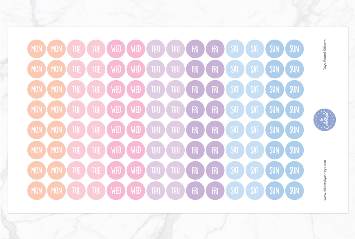 Days Round Stickers - Pastel Sunset