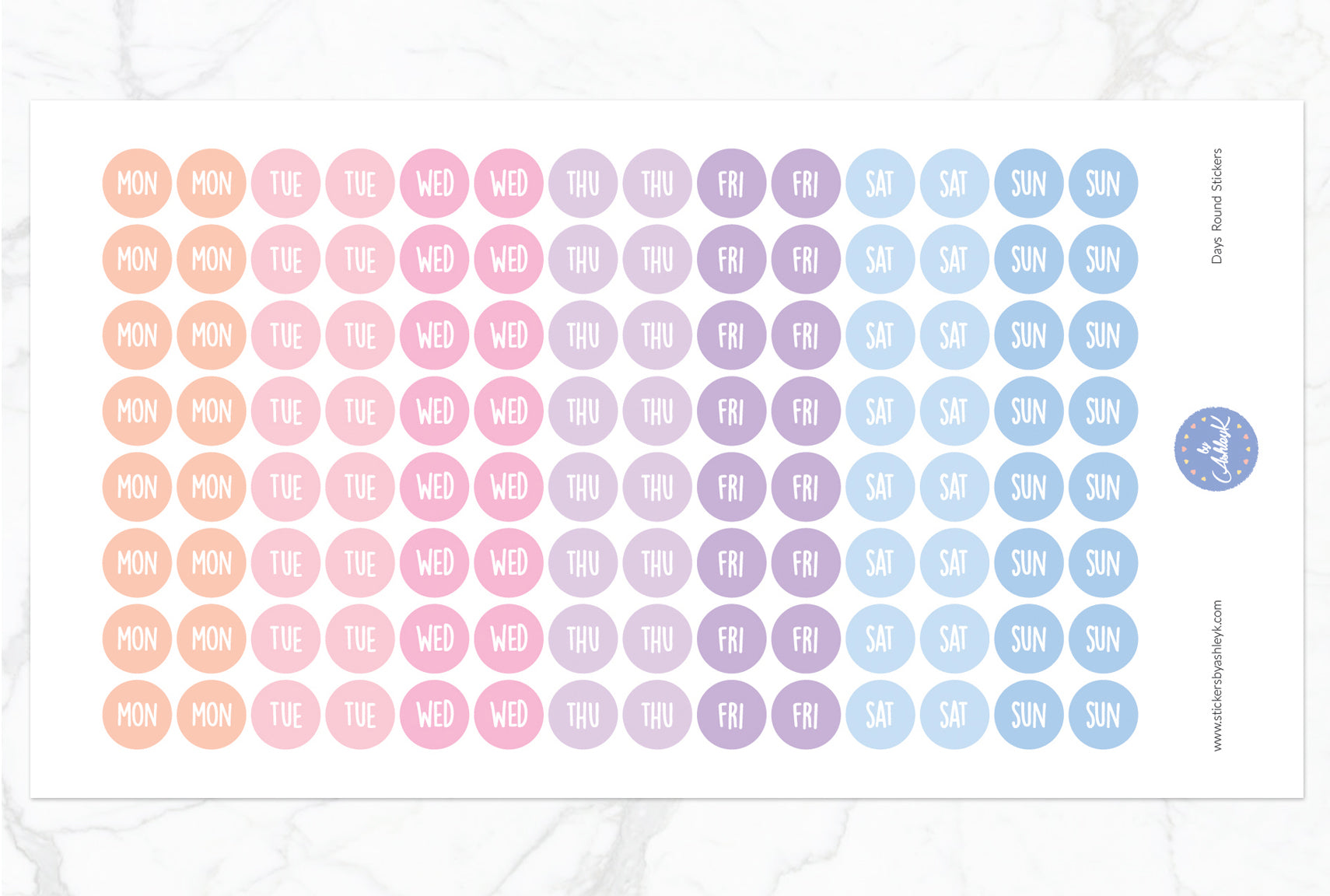 Days Round Stickers - Pastel Sunset