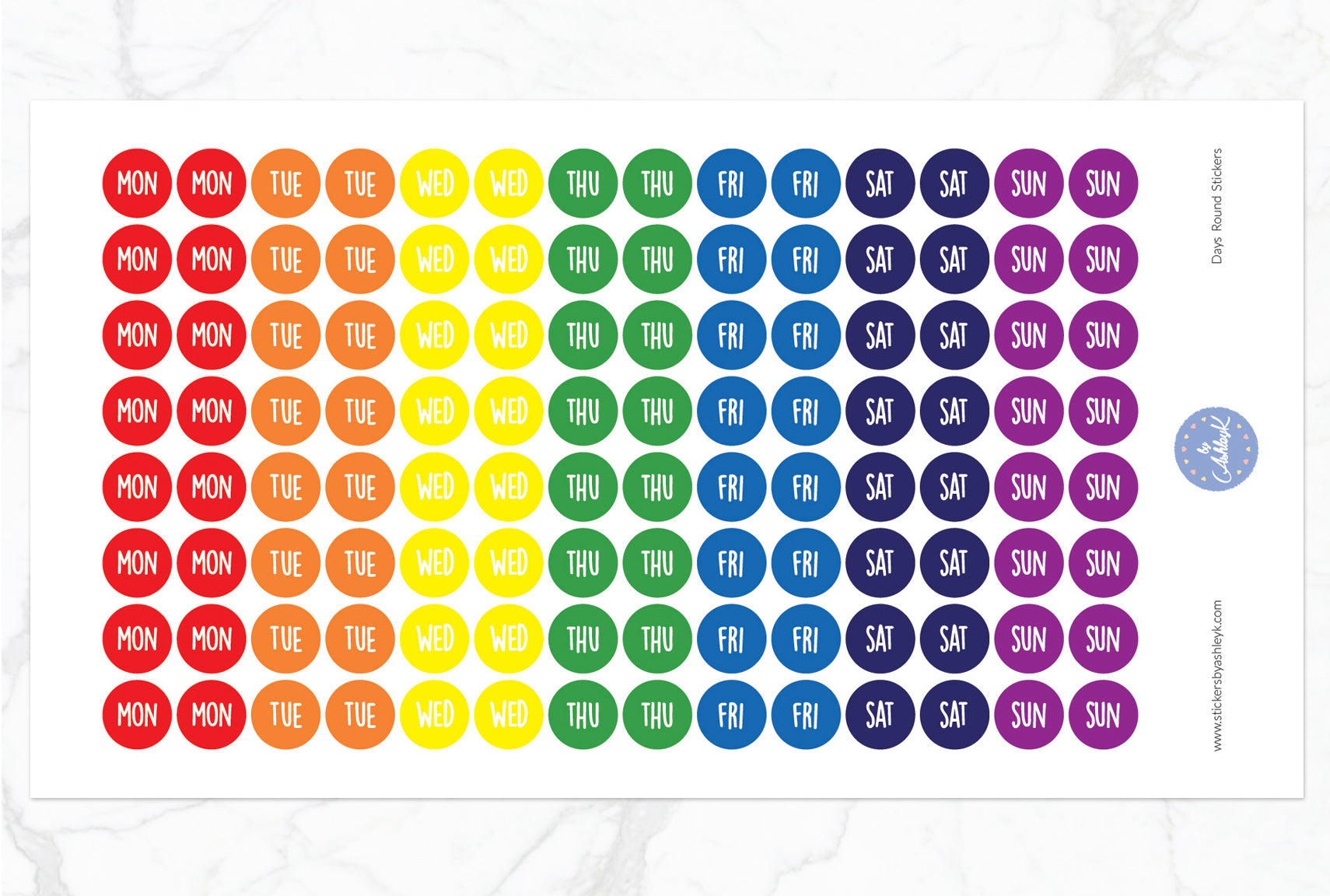 Days Round Stickers - Rainbow