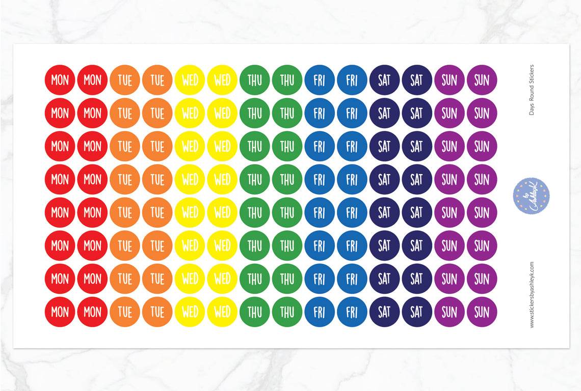 Days Round Stickers - Rainbow