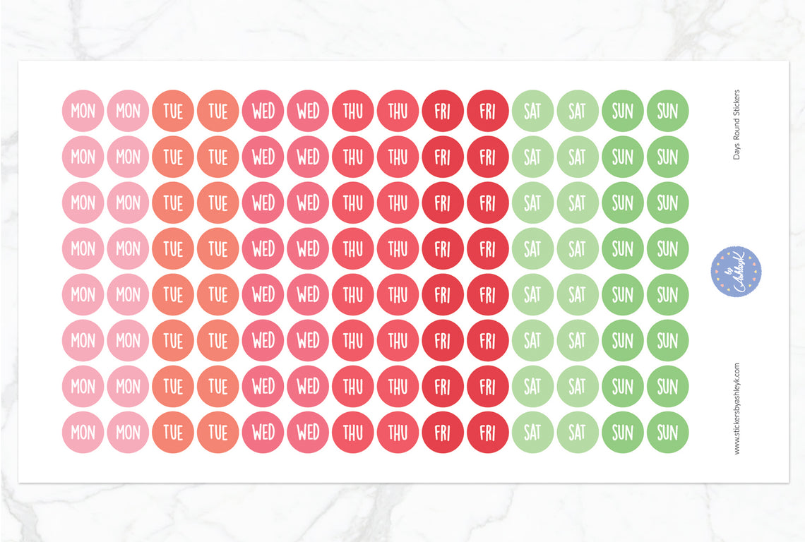 Days Round Stickers - Strawberry