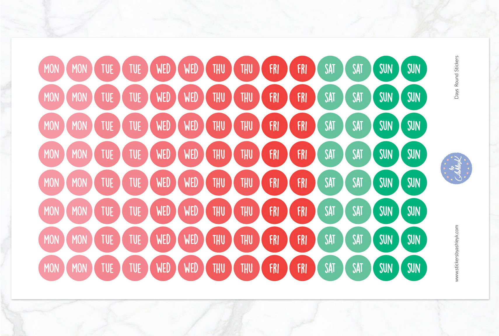 Days Round Stickers - Watermelon