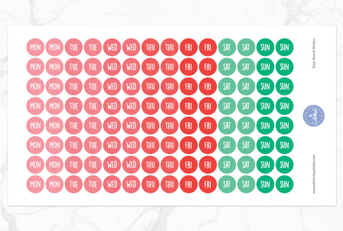Days Round Stickers - Watermelon