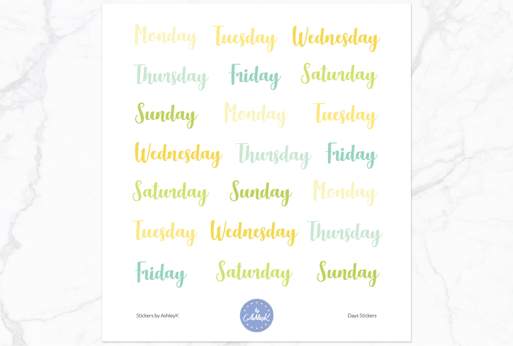 Days Script Stickers - Lemon&Lime