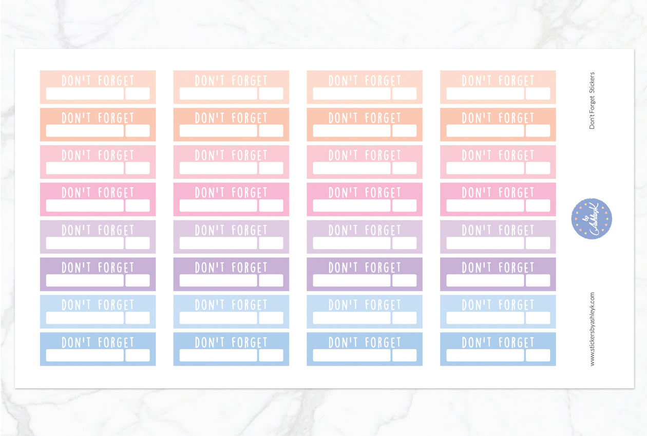 Don't Forget Stickers - Pastel Sunset