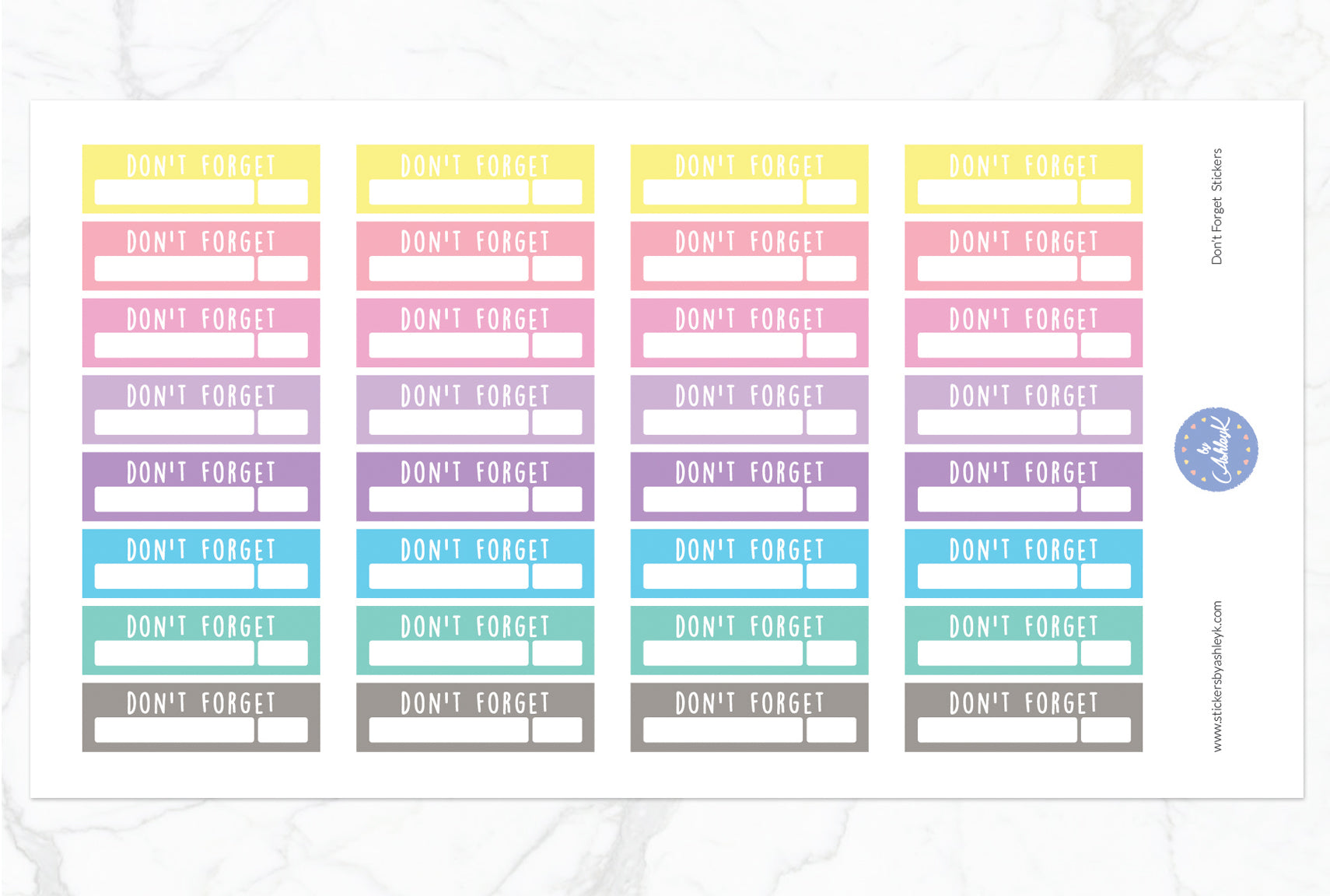 Don't Forget Stickers - Pastel