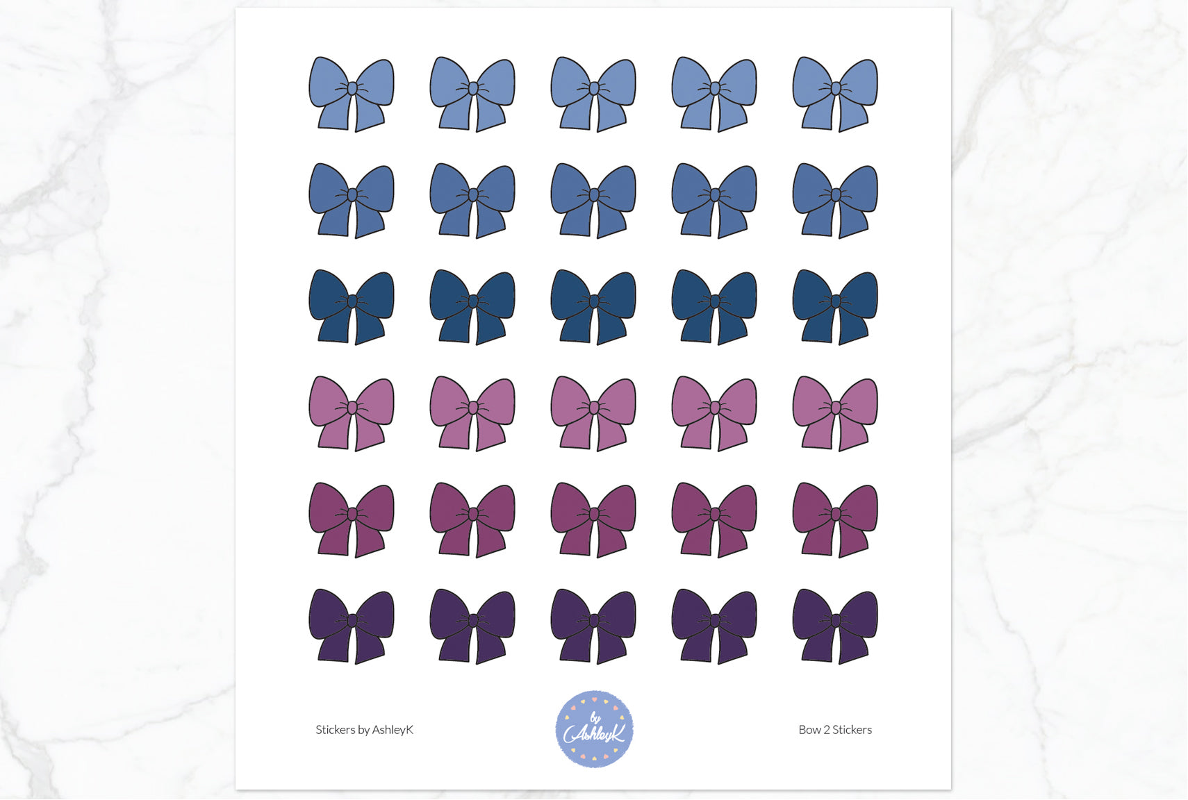 Doodle Bow 2 Stickers - Blueberry