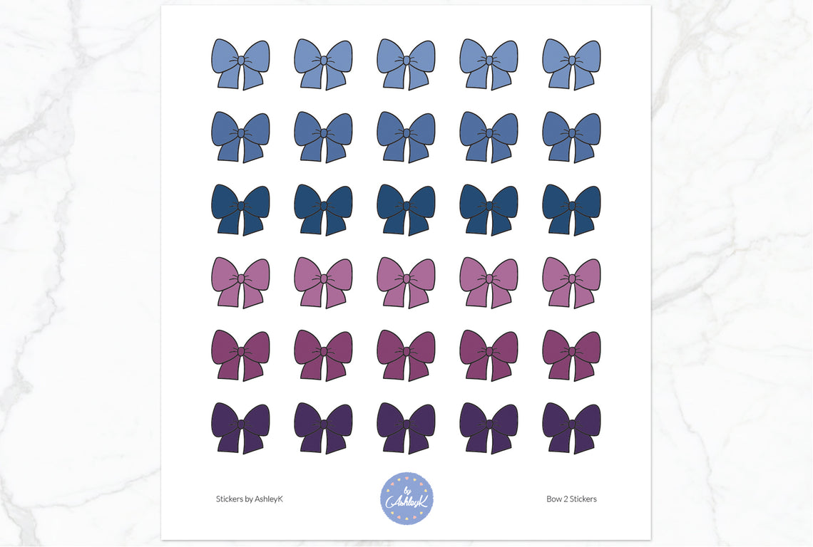 Doodle Bow 2 Stickers - Blueberry