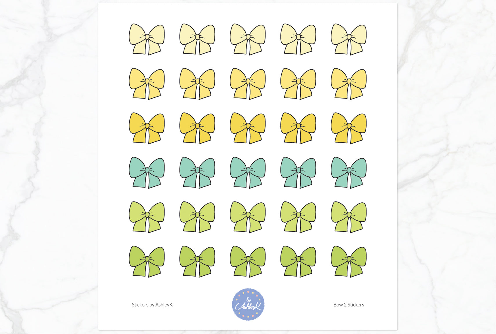 Doodle Bow 2 Stickers - Lemon&Lime