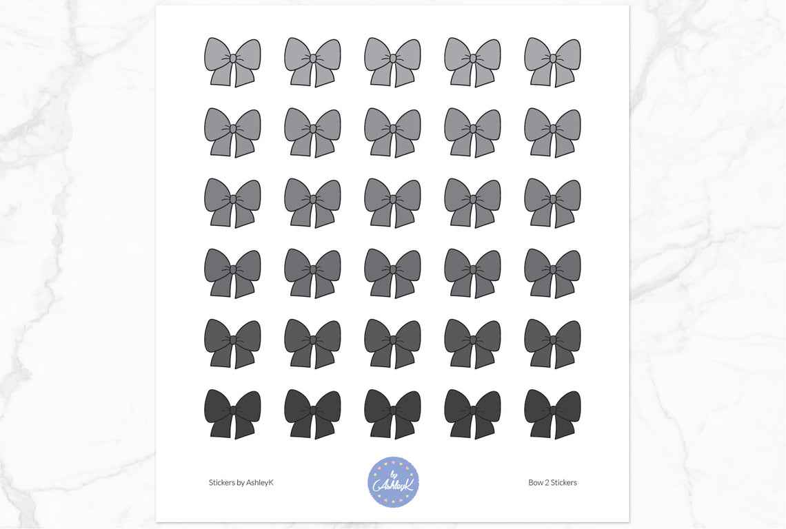 Doodle Bow 2 Stickers - Monochrome