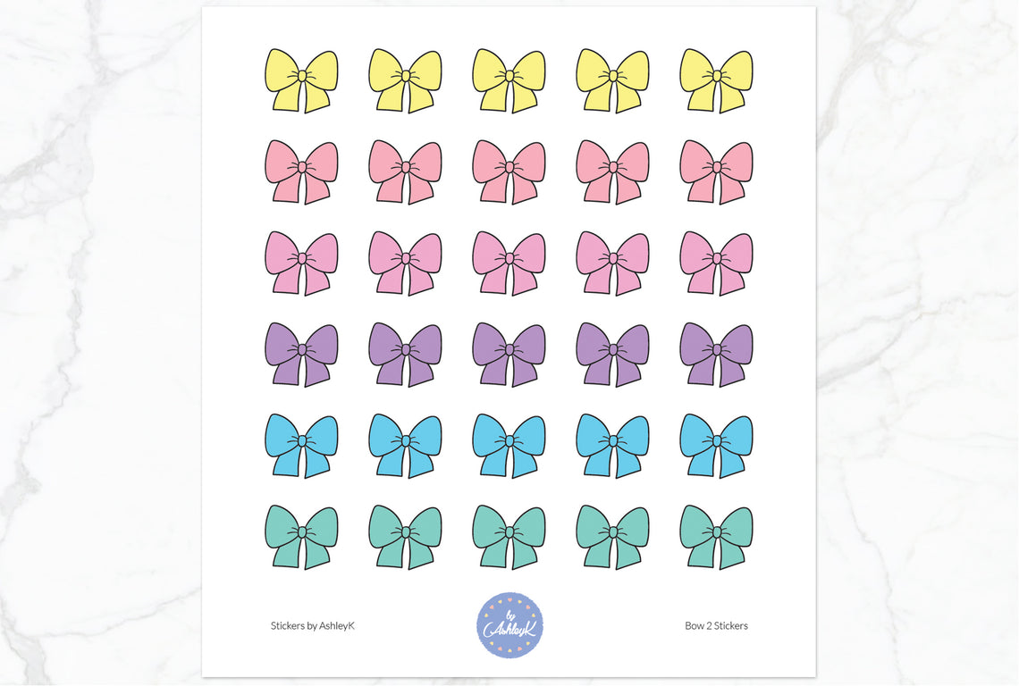 Doodle Bow 2 Stickers - Pastel