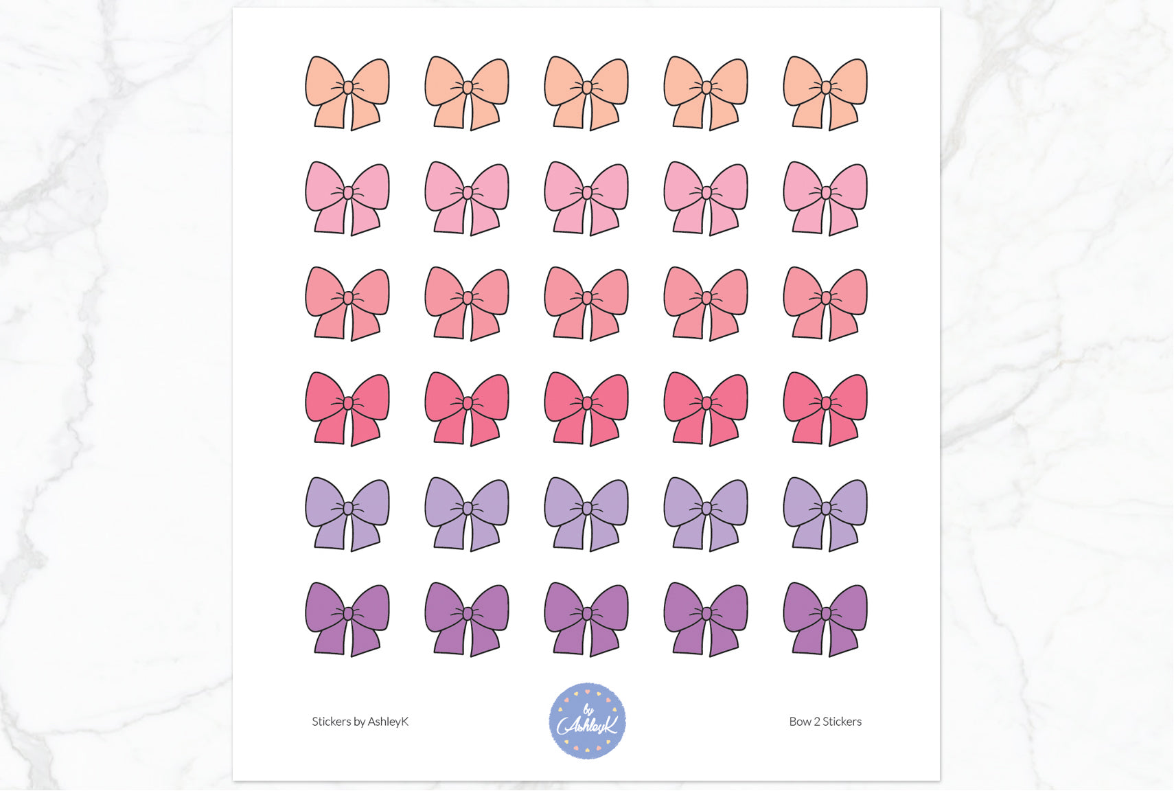 Doodle Bow 2 Stickers - Raspberry