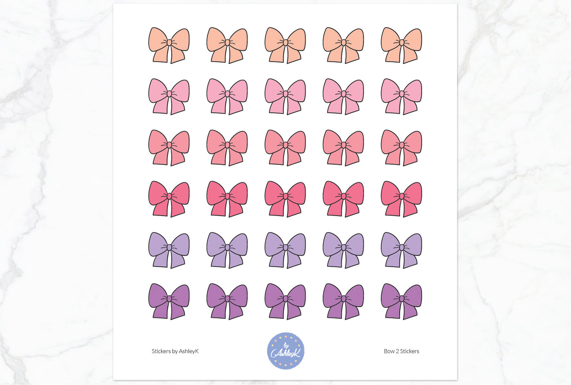 Doodle Bow 2 Stickers - Raspberry