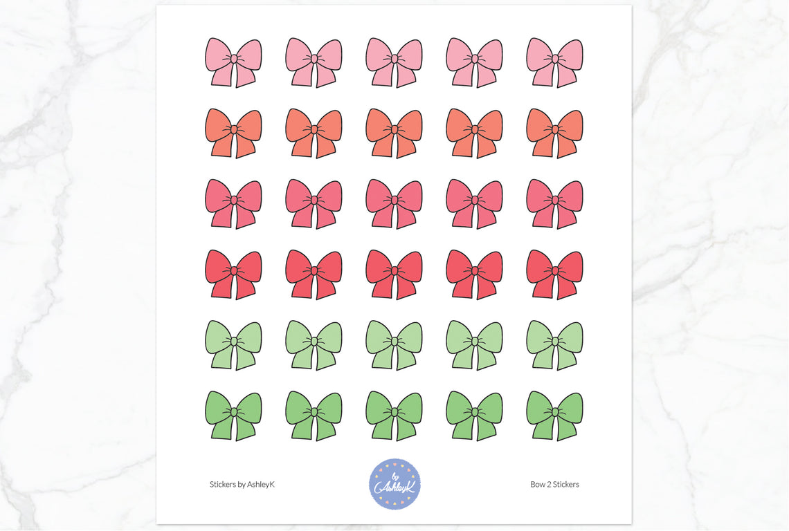 Doodle Bow 2 Stickers - Strawberry
