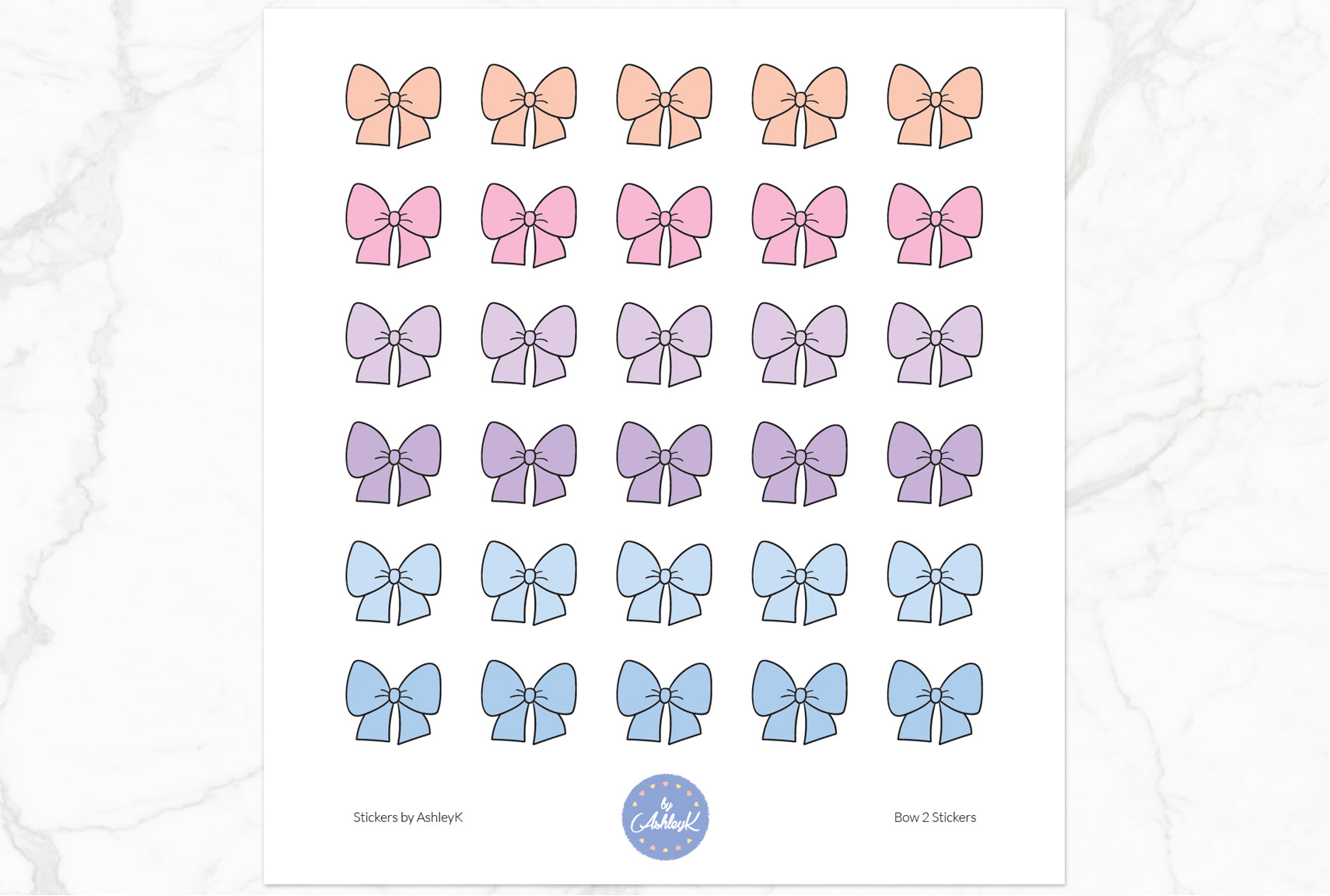 Doodle Bow 2 Stickers - Pastel Sunset