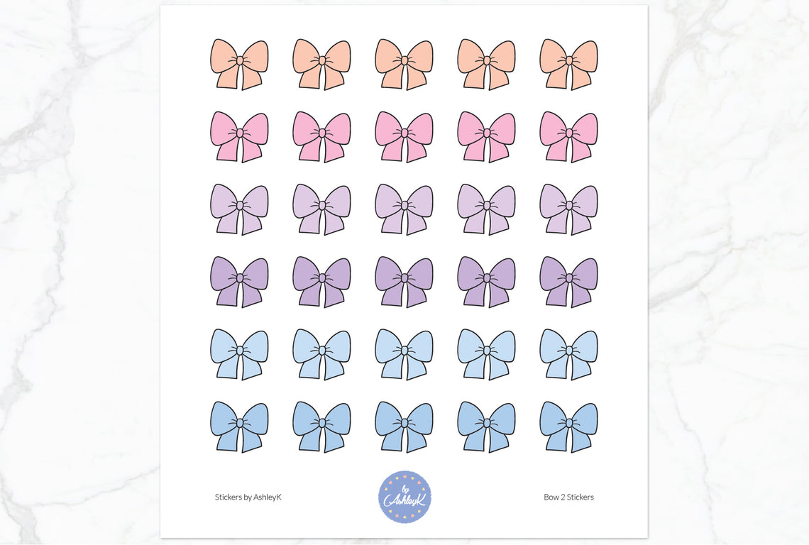 Doodle Bow 2 Stickers - Pastel Sunset