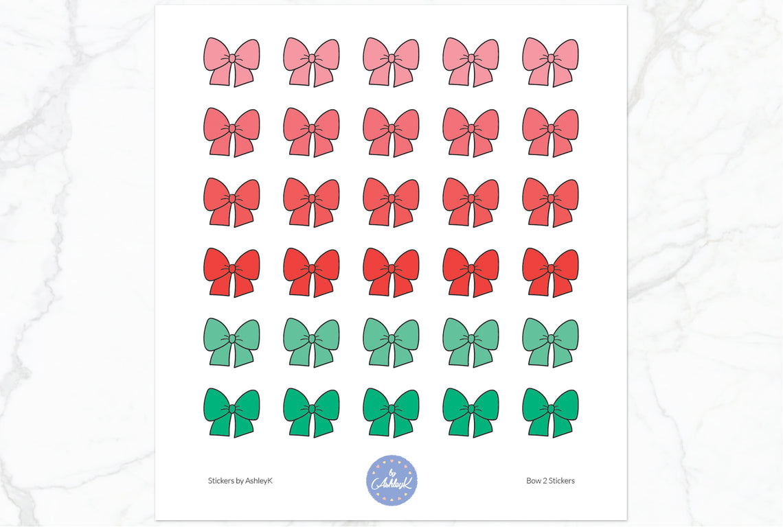 Doodle Bow 2 Stickers - Watermelon