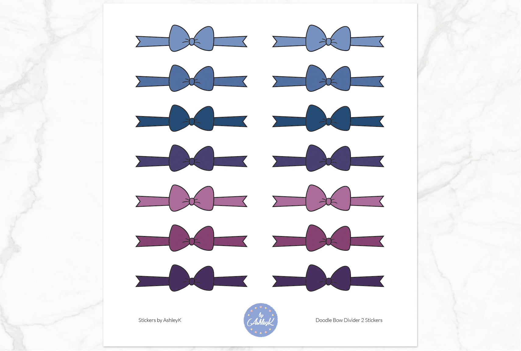 Doodle Bow Divider Stickers - Blueberry