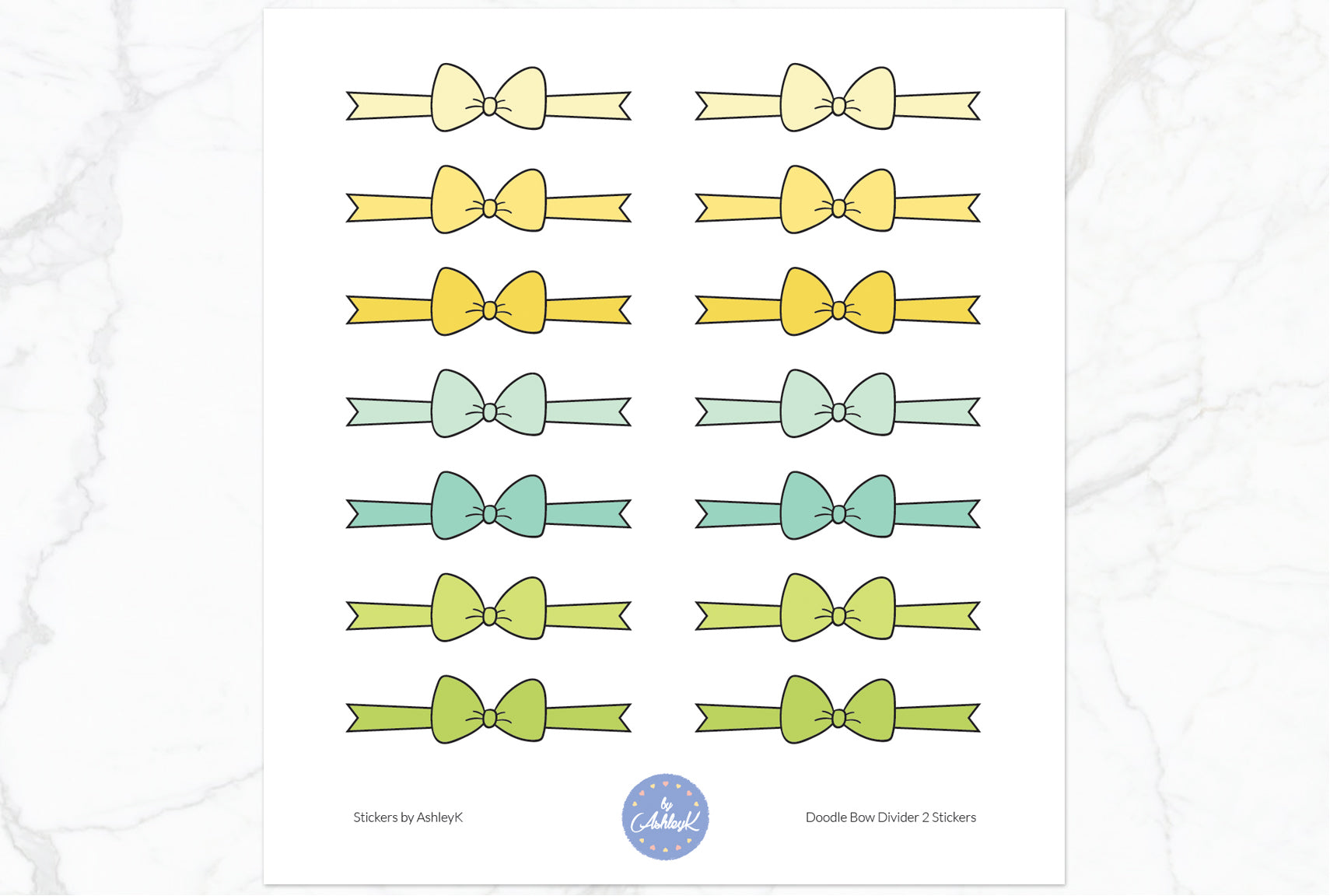 Doodle Bow Divider Stickers - Lemon&Lime