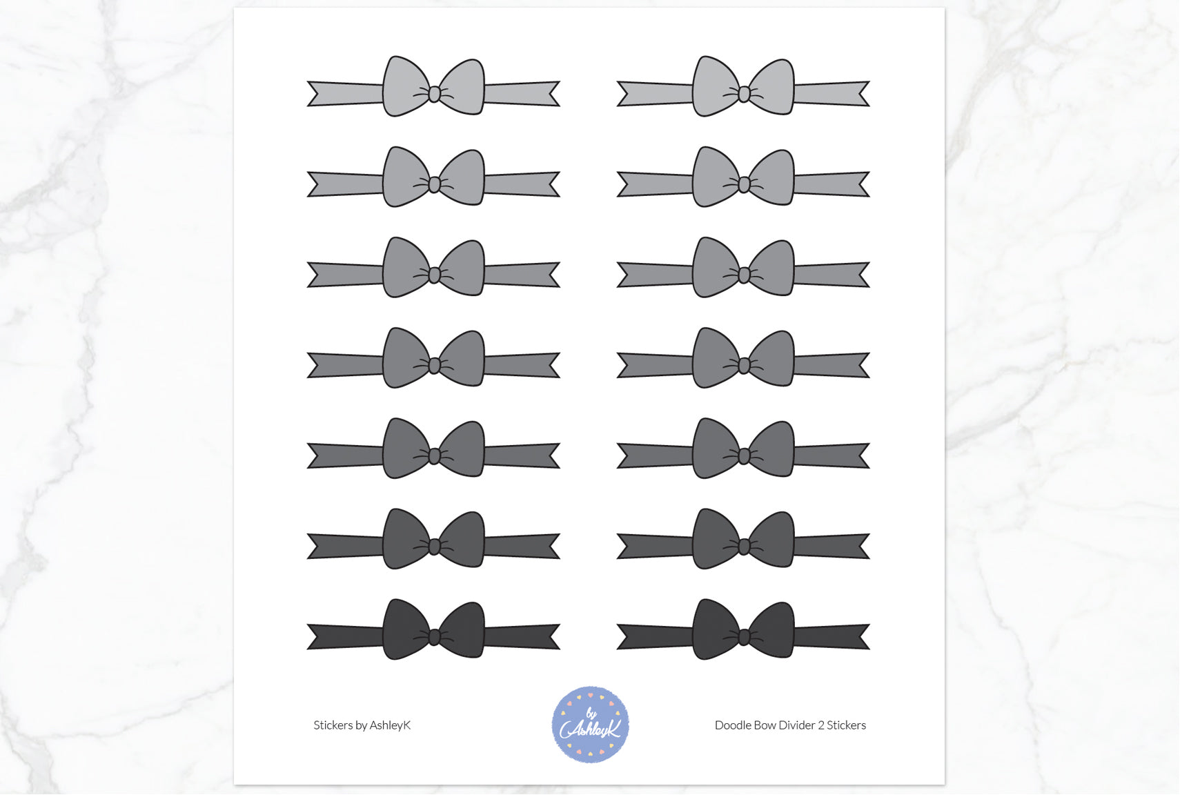 Doodle Bow Divider Stickers - Monochrome