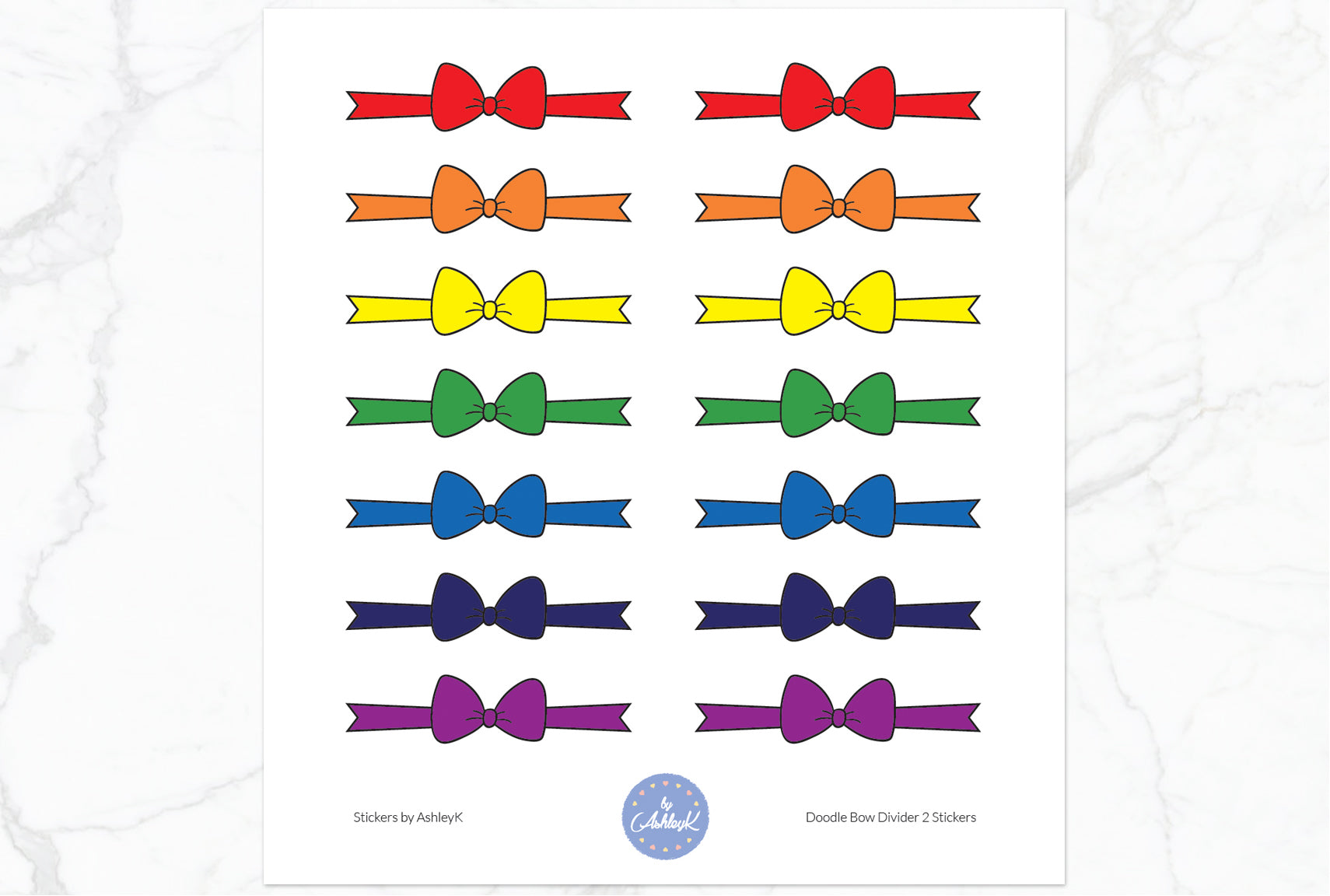 Doodle Bow Divider Stickers - Rainbow