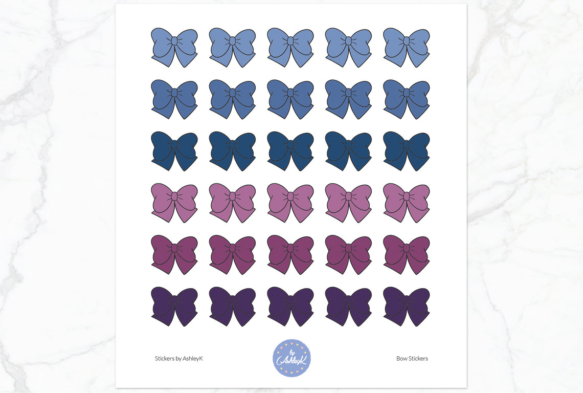 Doodle Bow Stickers - Blueberry