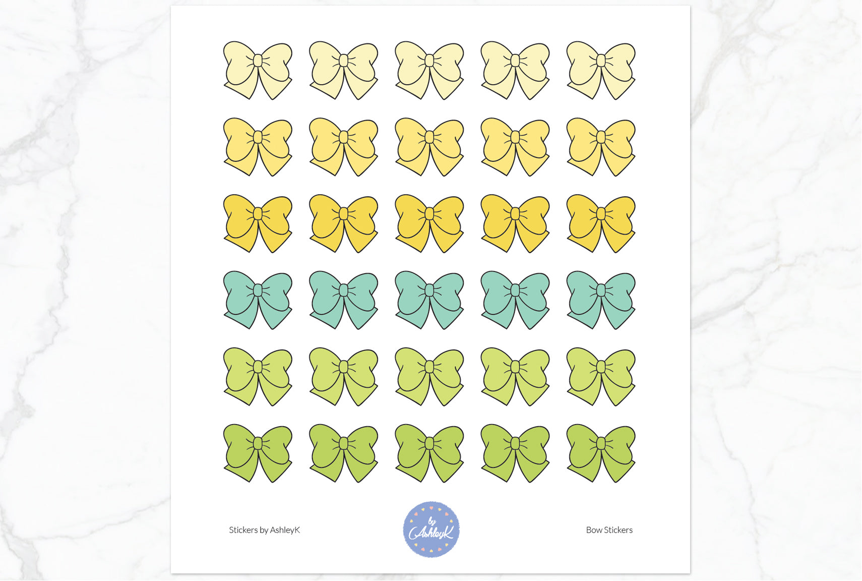 Doodle Bow Stickers - Lemon&Lime