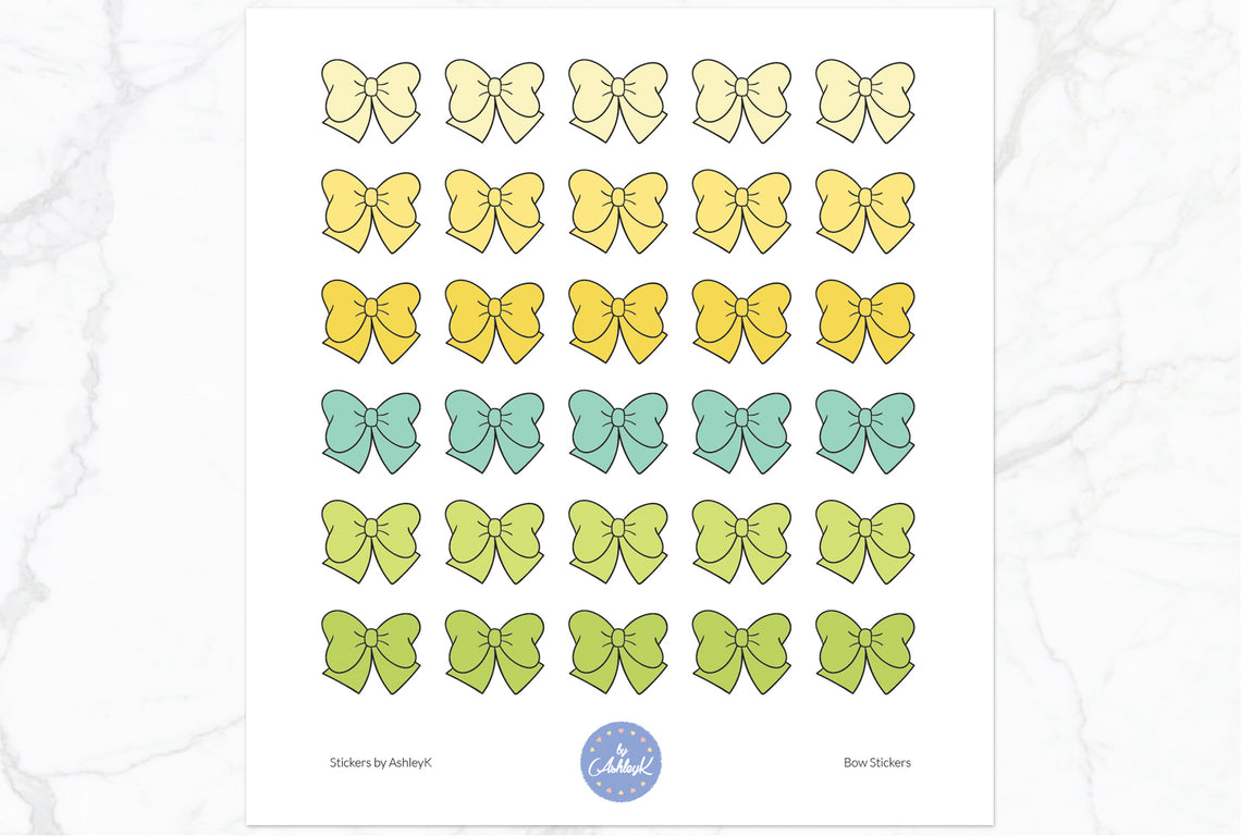 Doodle Bow Stickers - Lemon&Lime