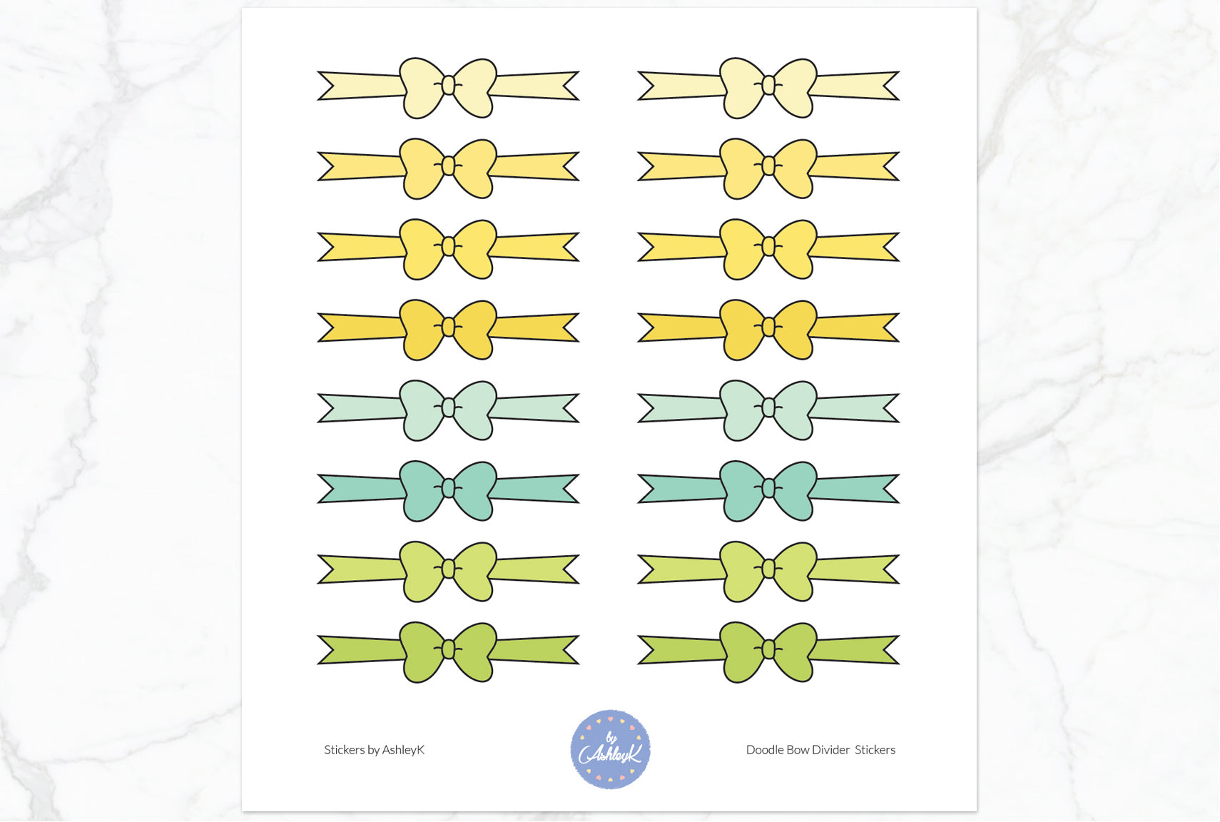 Doodle Bow Divider Stickers - Lemon&Lime