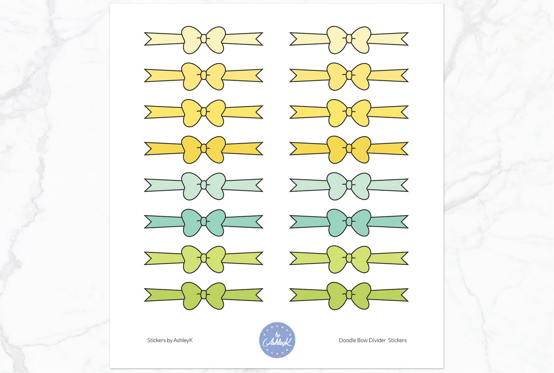 Doodle Bow Divider Stickers - Lemon&Lime