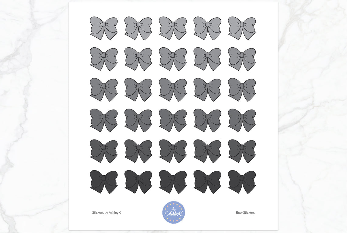 Doodle Bow Stickers - Monochrome