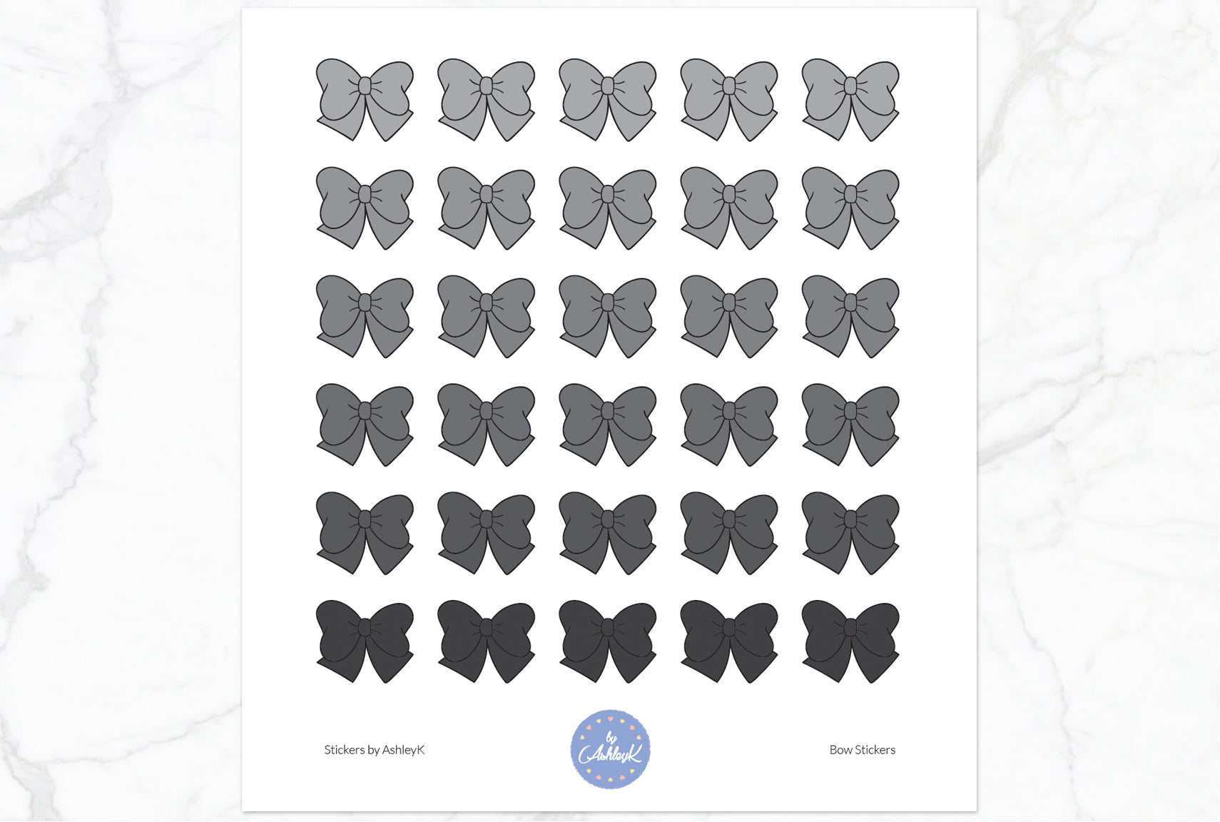 Doodle Bow Stickers - Monochrome
