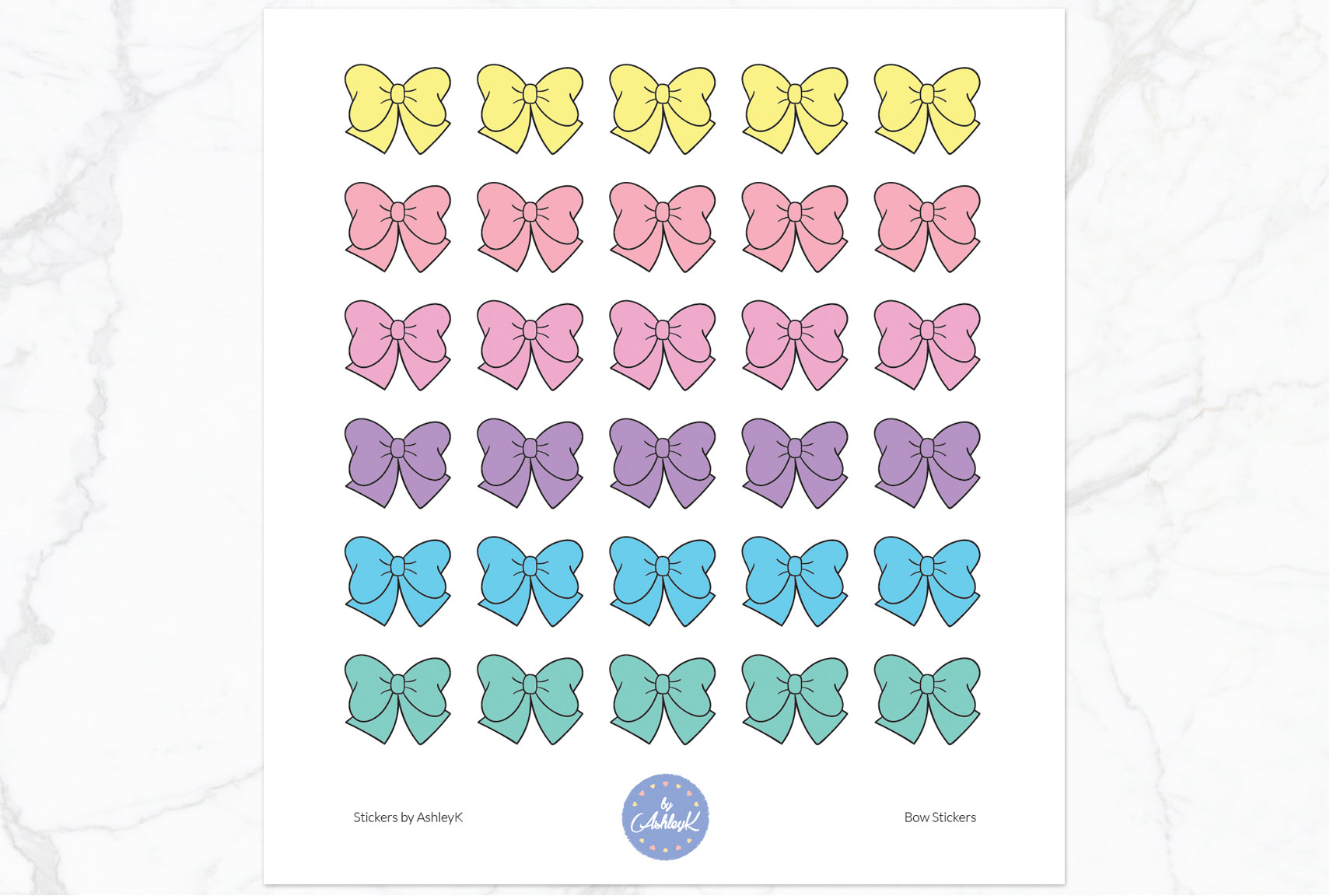 Doodle Bow Stickers - Pastel