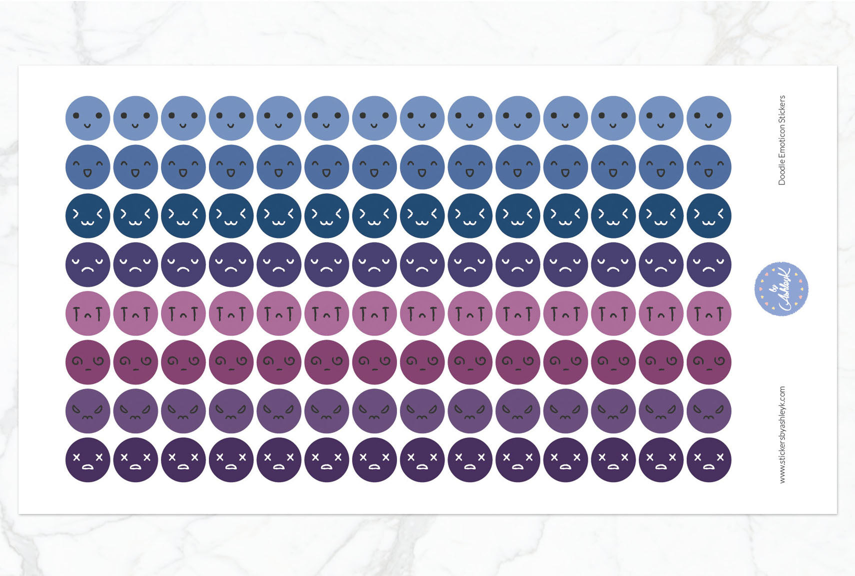 Doodle Emoticon Stickers - Blueberry