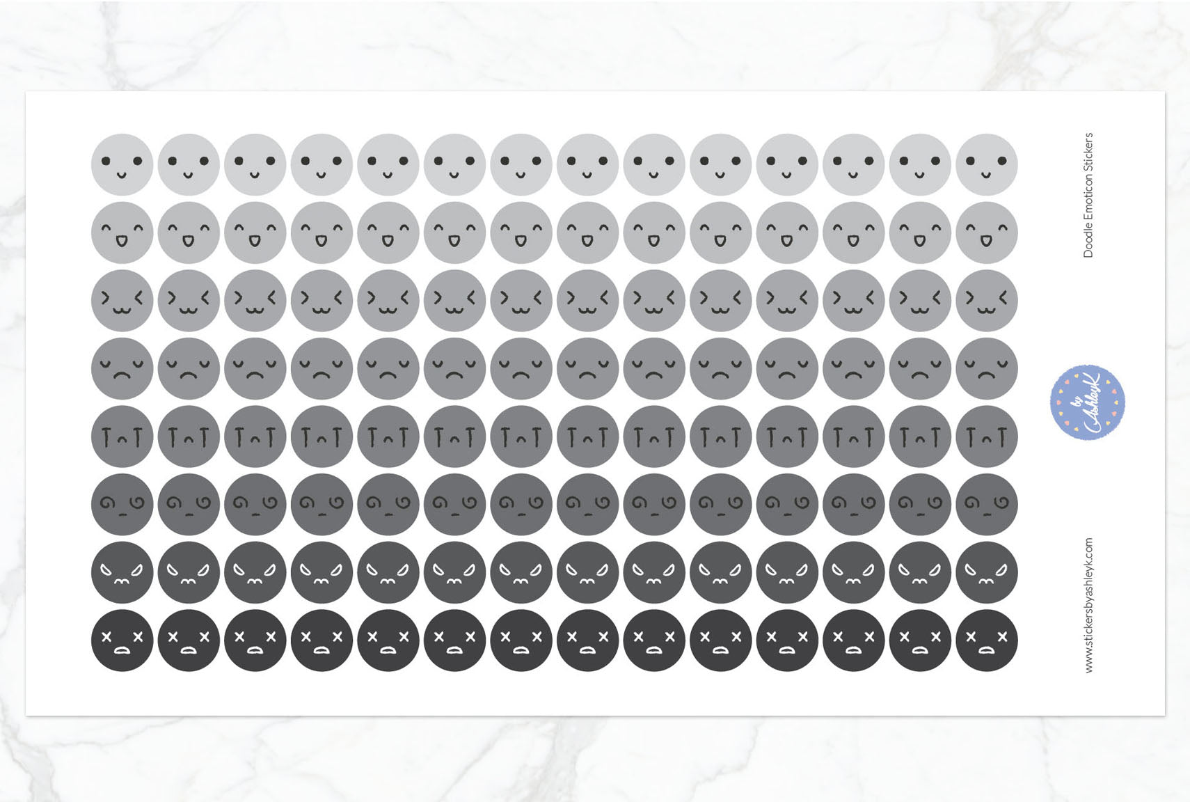 Doodle Emoticon Stickers - Monochrome