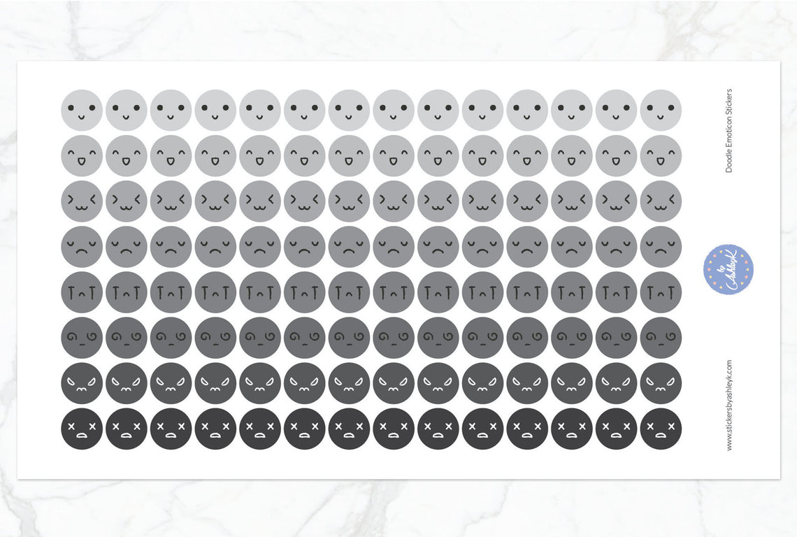 Doodle Emoticon Stickers - Monochrome