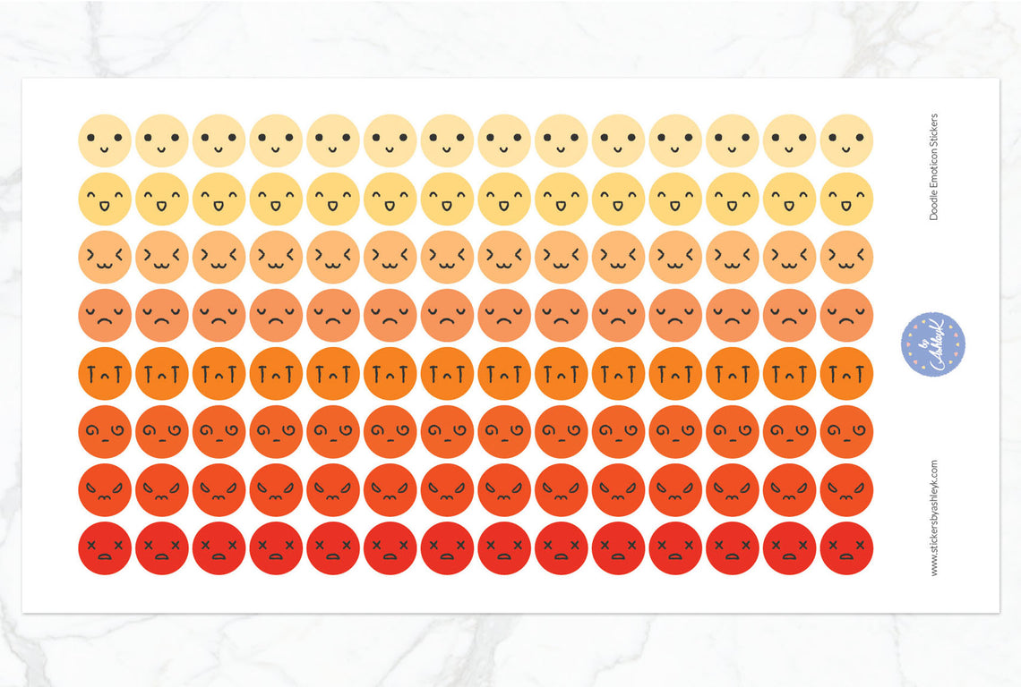 Doodle Emoticon Stickers - Orange