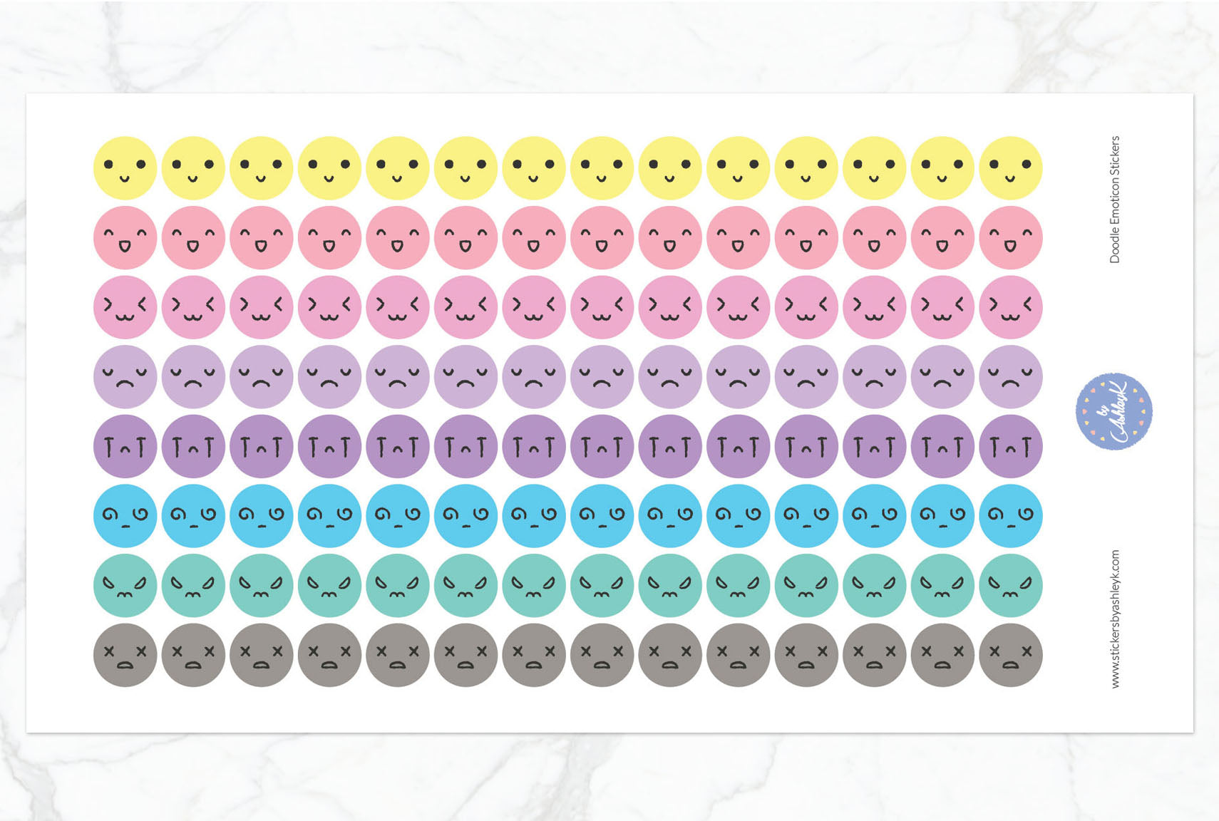 Doodle Emoticon Stickers - Pastel