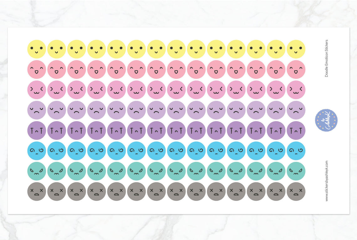 Doodle Emoticon Stickers - Pastel