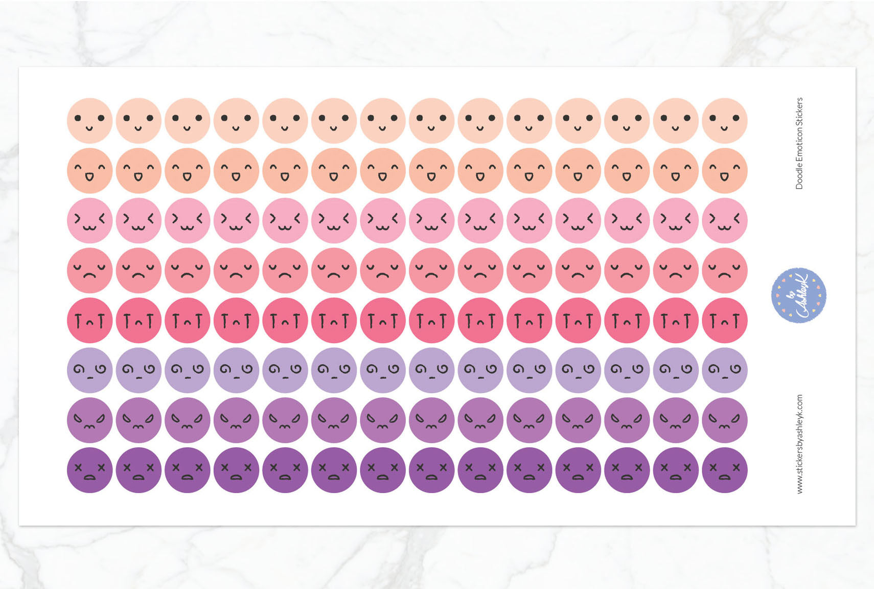 Doodle Emoticon Stickers - Raspberry